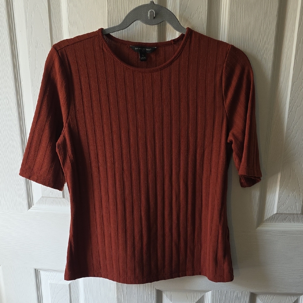 Banana Republic Short Sleeve Ribbed Top - Rust